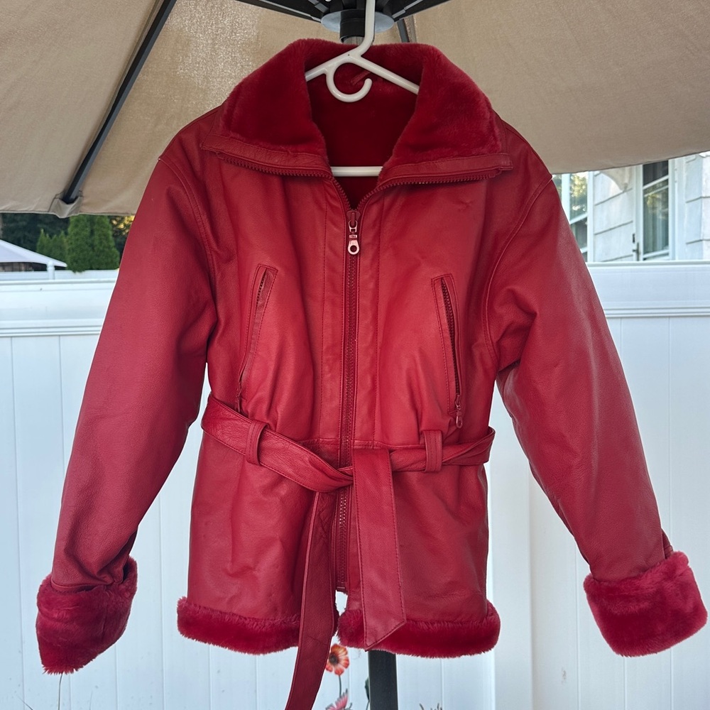 Wilda Red and Cream Genuine Leather Patch